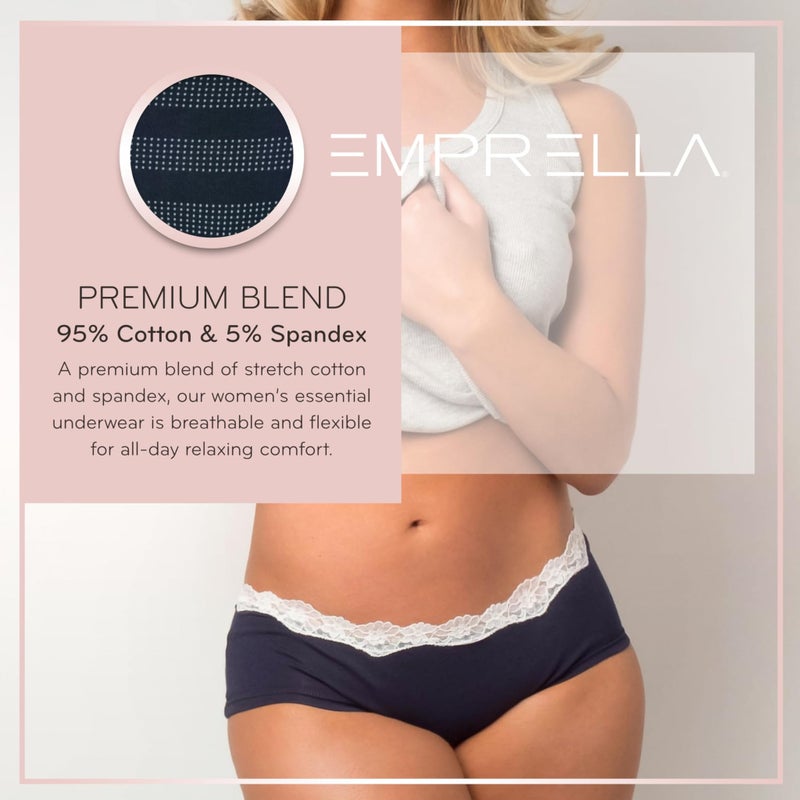 Emprella Cotton Underwear Set for Women, 5 pcs Seamless Women's Underwear, Cheeky Hipster Panties, Solid and Stripes, X-Large - Image 2